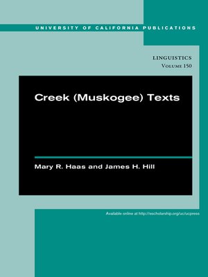 cover image of Creek (Muskogee) Texts